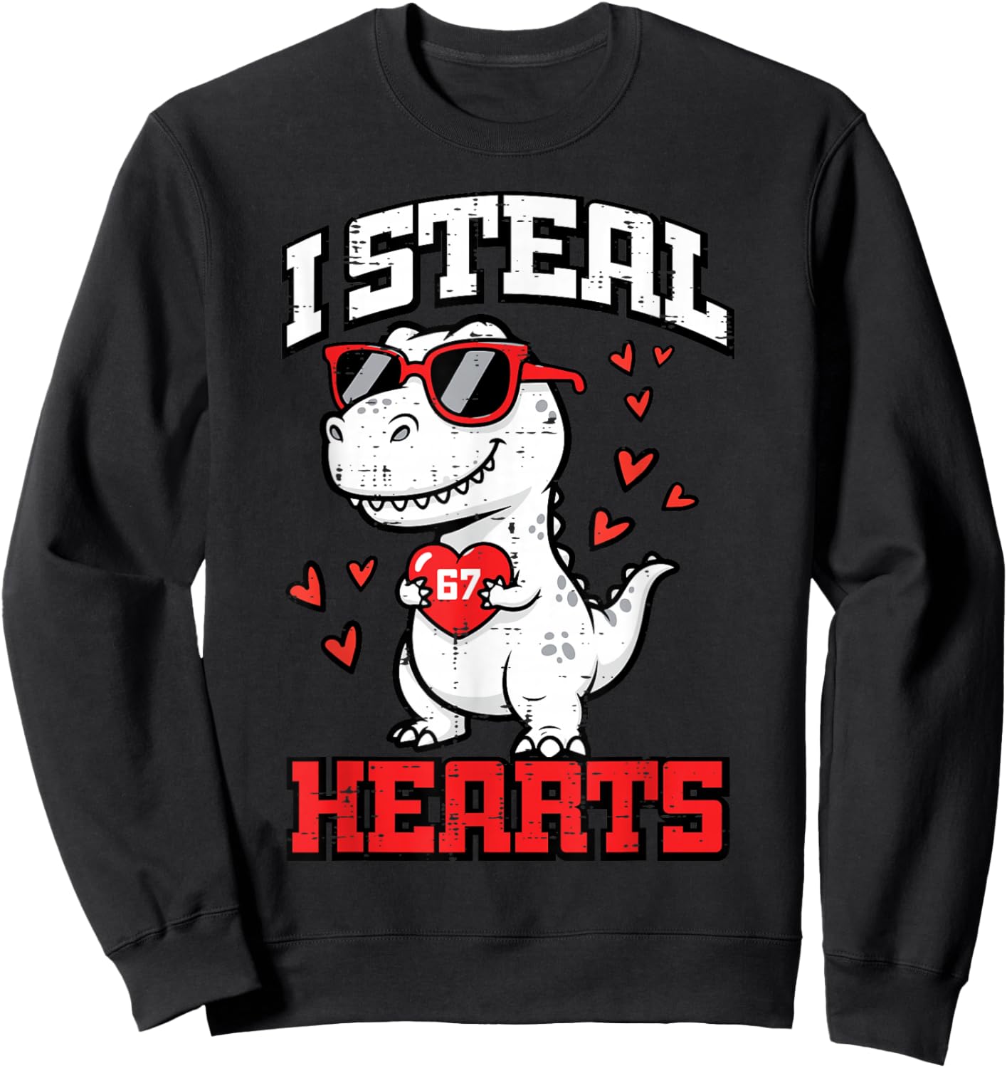 I Steal Hearts Dino Trex Cute Toddler Boys Kids Youth Sweatshirt - Sweatshirt | Black