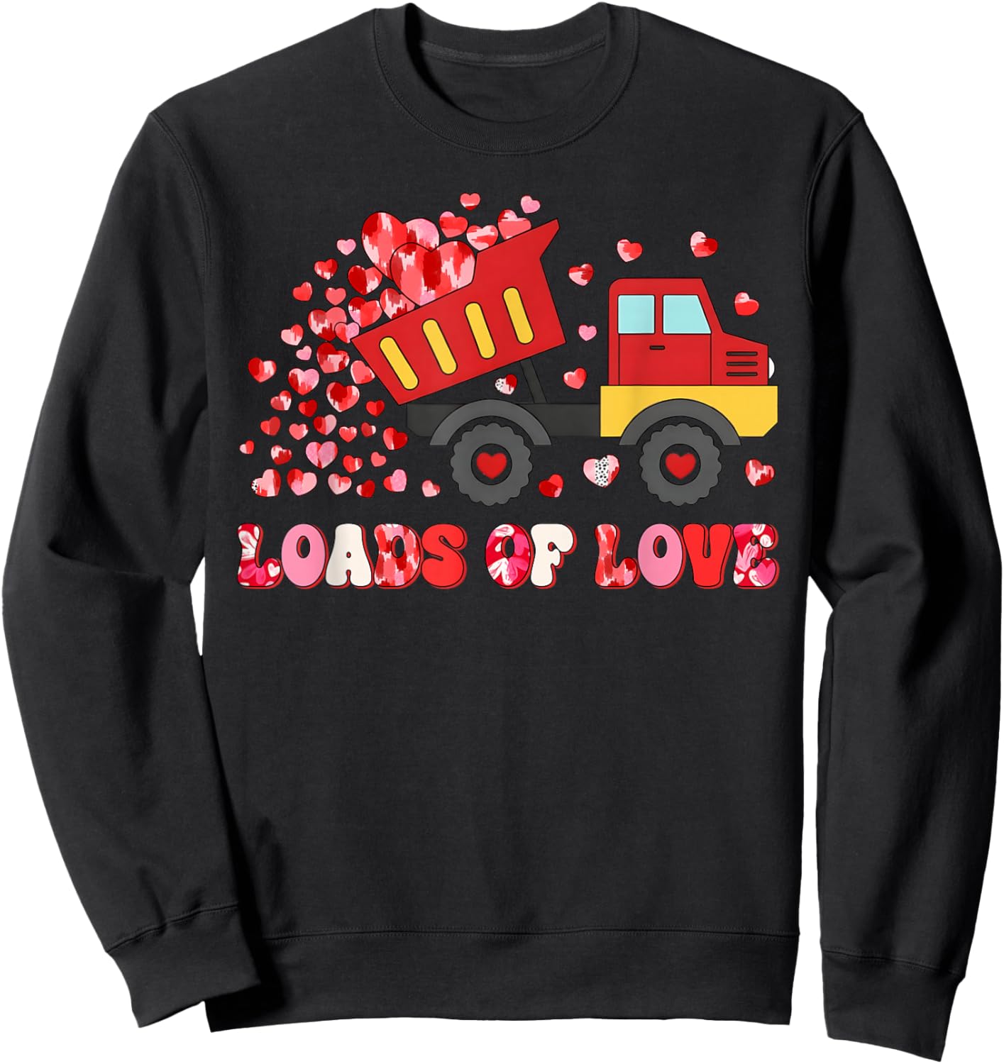 Valentine Loads of Love Truck Lover Hearts Boys Kids Sweatshirt - Sweatshirt | Black