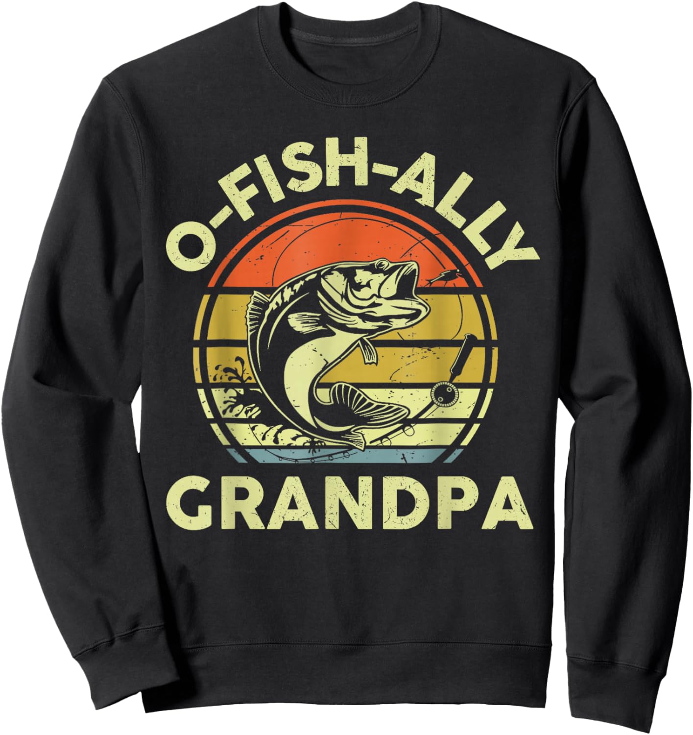 O-Fish-Ally Grandpa Best Grandpa Ever Fishing Father's Day Sweatshirt - Sweatshirt | Black