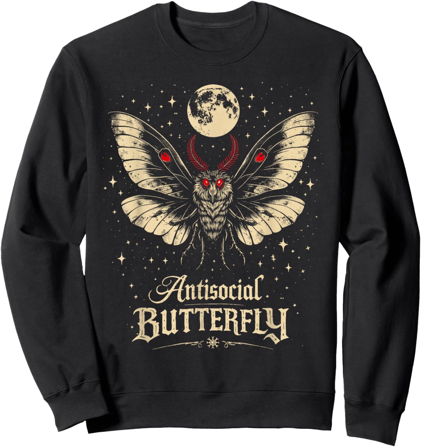 Mothman Anti-Social Funny Butterfly Cryptid Cryptozoology Sweatshirt - Sweatshirt | Black
