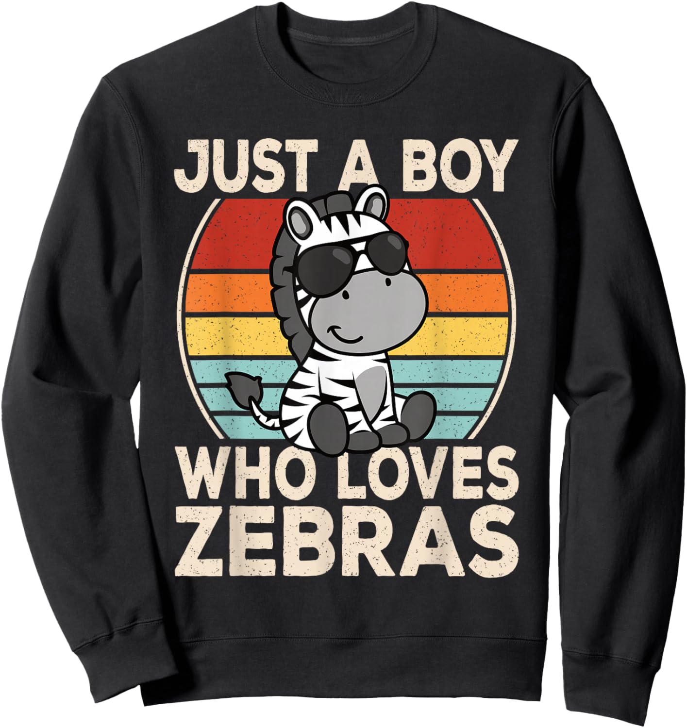 Just A Boy Who Loves Zebras Zebra Lover Boys Kids Sweatshirt - Sweatshirt | Black