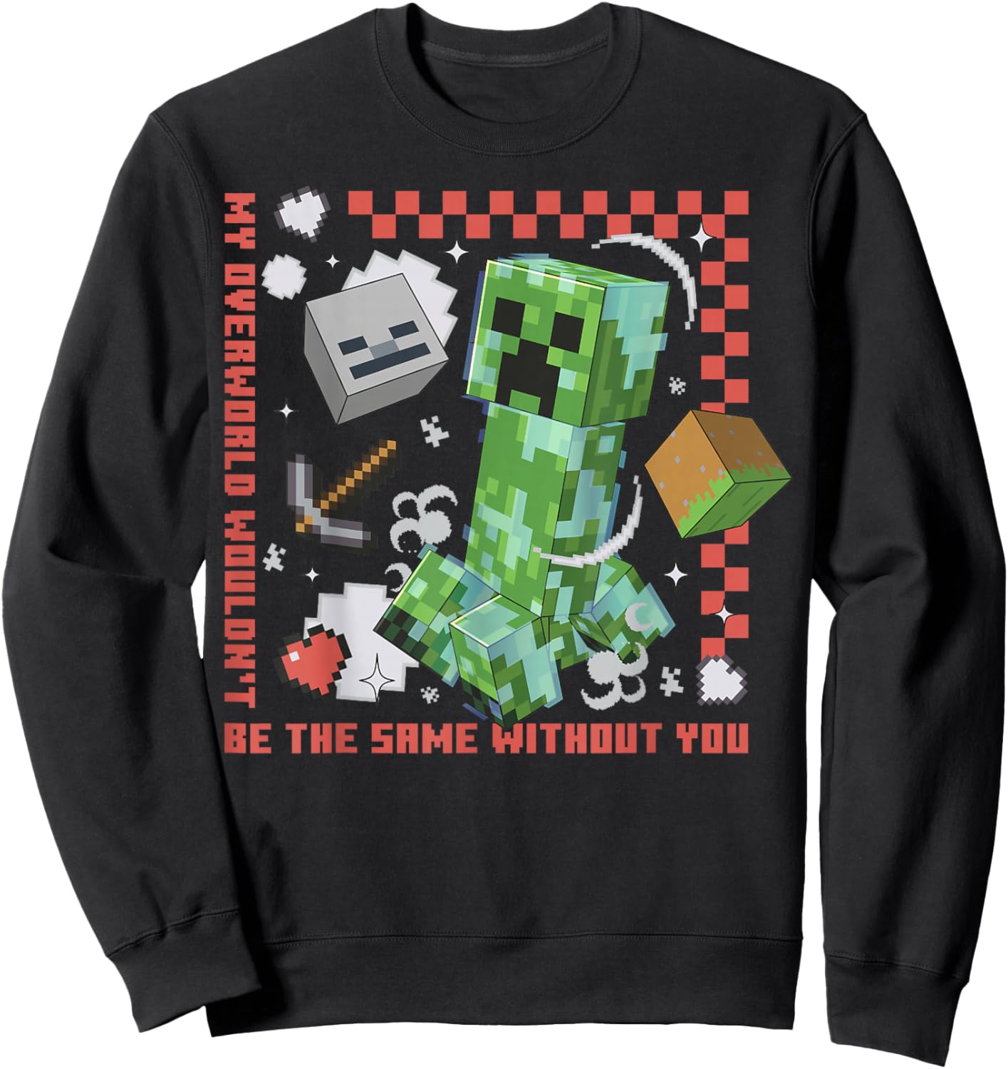 Minecraft Creeper Overworld Heart Sweatshirt - Sweatshirt | Black