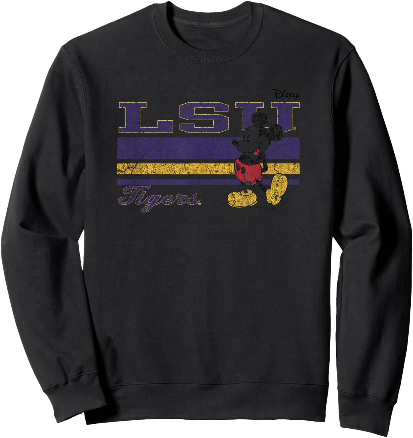 LSU Tigers Mickey Mouse Vintage White Officially Licensed Sweatshirt - Sweatshirt | Black
