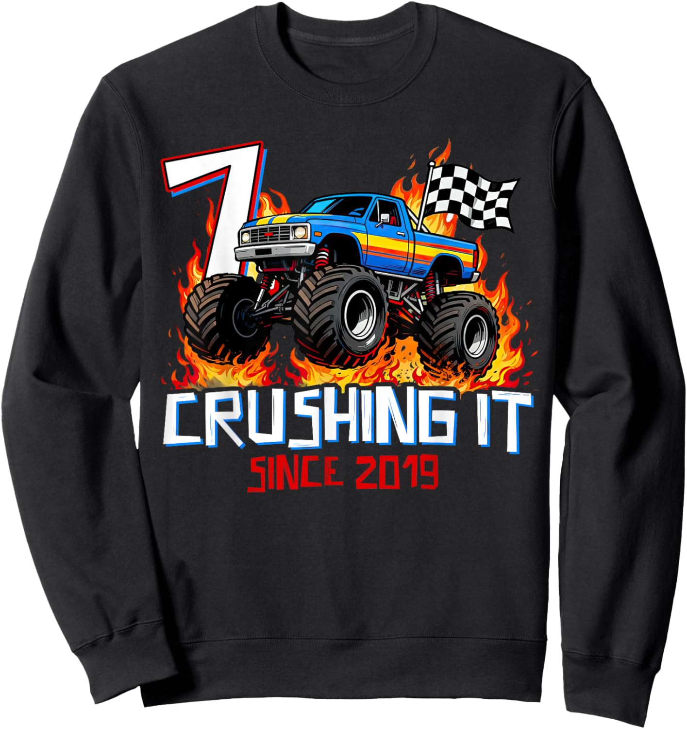 Crushing It Since 2019 Seven 7th Birthday Boys 7 Years Old Sweatshirt - Sweatshirt | Black