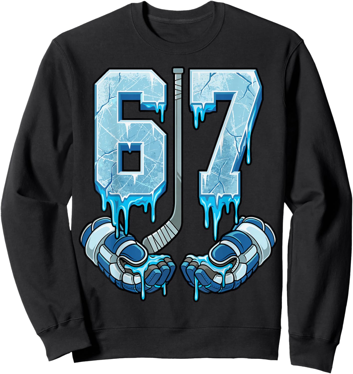 Ice Hockey 67 Drip Meme Six Seven Sweatshirt - Sweatshirt | Black