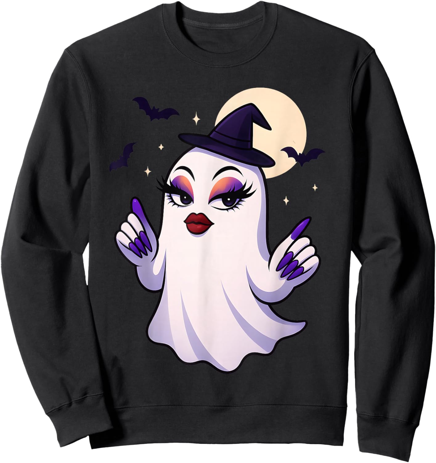 Sassy Ghost Halloween Slay Queen Spooky Attitude Costume Sweatshirt - Sweatshirt | Black