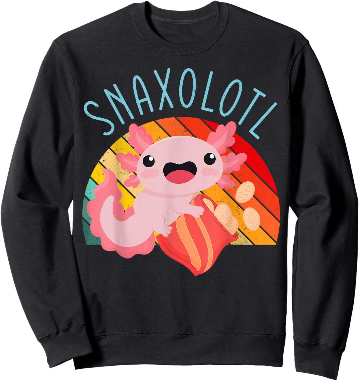 Snaxolotl Lovers Cute Funny Snack Humorous Vibe Sweatshirt - Sweatshirt | Black
