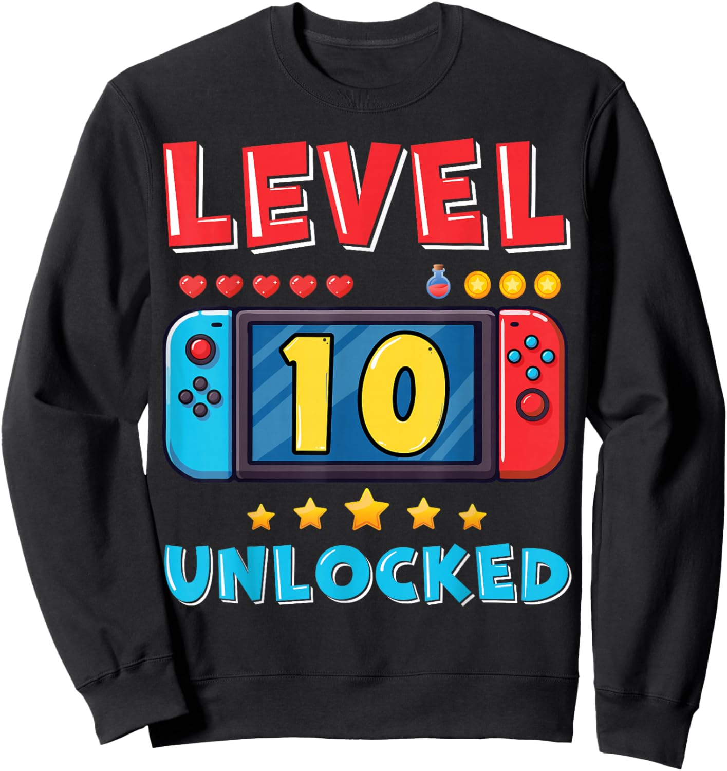 10 Year Old Bday Decorations Son Boy 10yr 10th Birthday Sweatshirt - Sweatshirt | Black