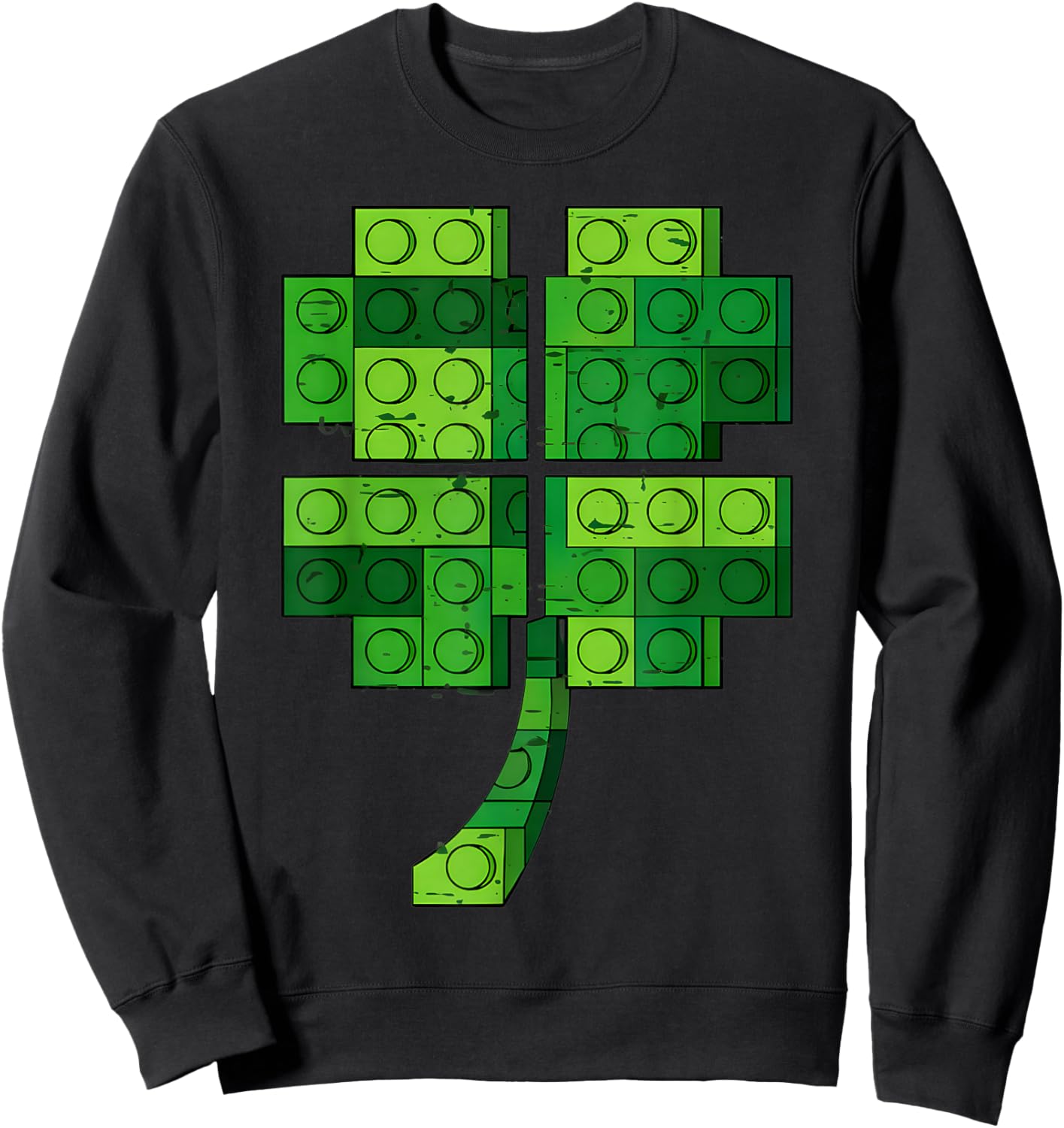 St Patricks Day Shamrock Building Blocks Bricks Boys Kids Sweatshirt - Sweatshirt | Black