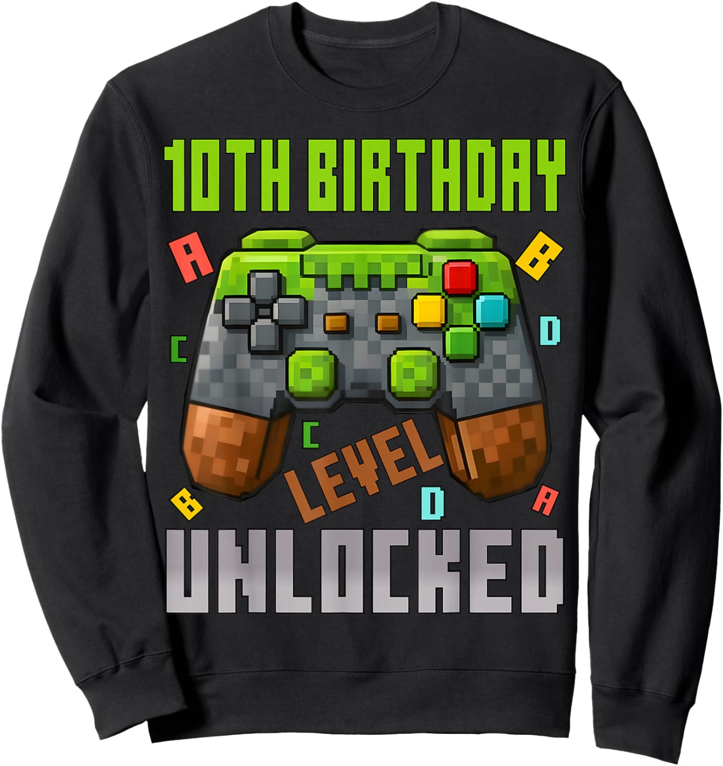 10th Birthday Boy Level 10 Unlocked Birthday Boy 10 Years Sweatshirt - Sweatshirt | Black