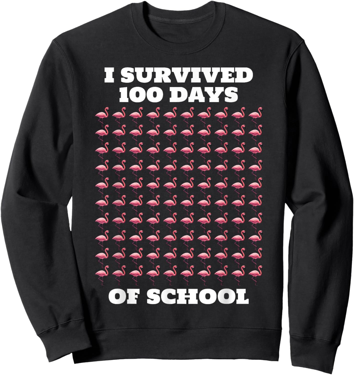 Funny Pink Flamingos 100 Days of School Sweatshirt - Sweatshirt | Black