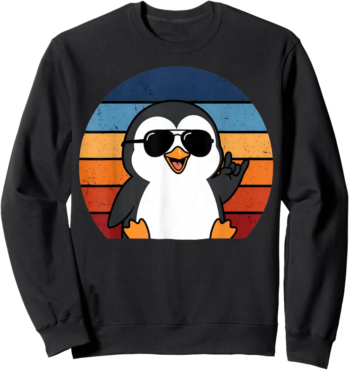 Funny Retro Vintage Penguin Rock Music Animal Boys Sweatshirt - Sweatshirt | Black