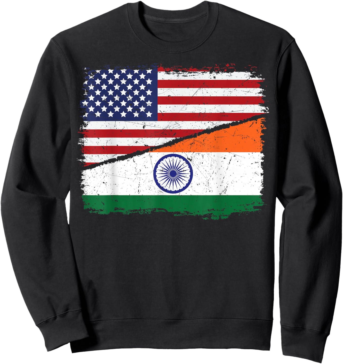Half American Half Indian USA Flag India Flag Patriotic Sweatshirt - Sweatshirt | Black