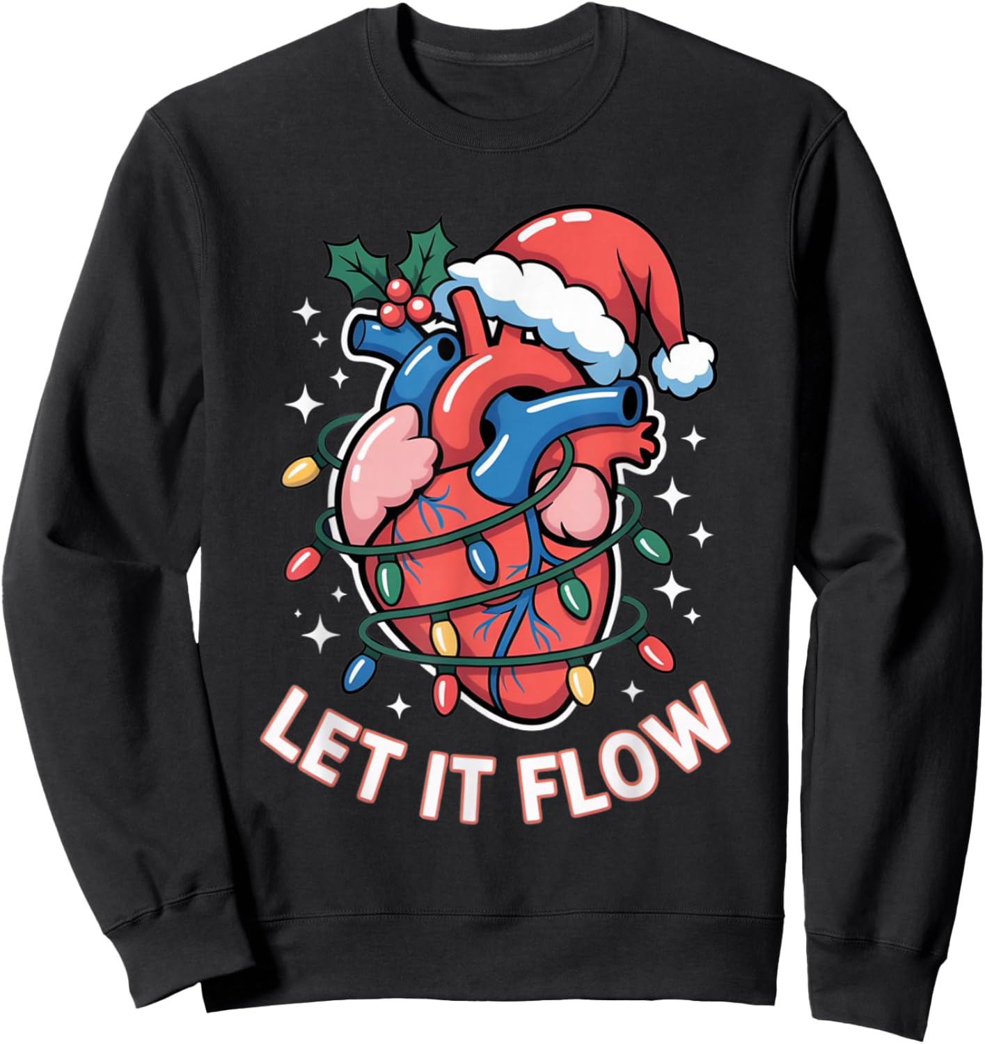 Let It Flow Funny Cardiology Christmas Design Sweatshirt - Sweatshirt | Black