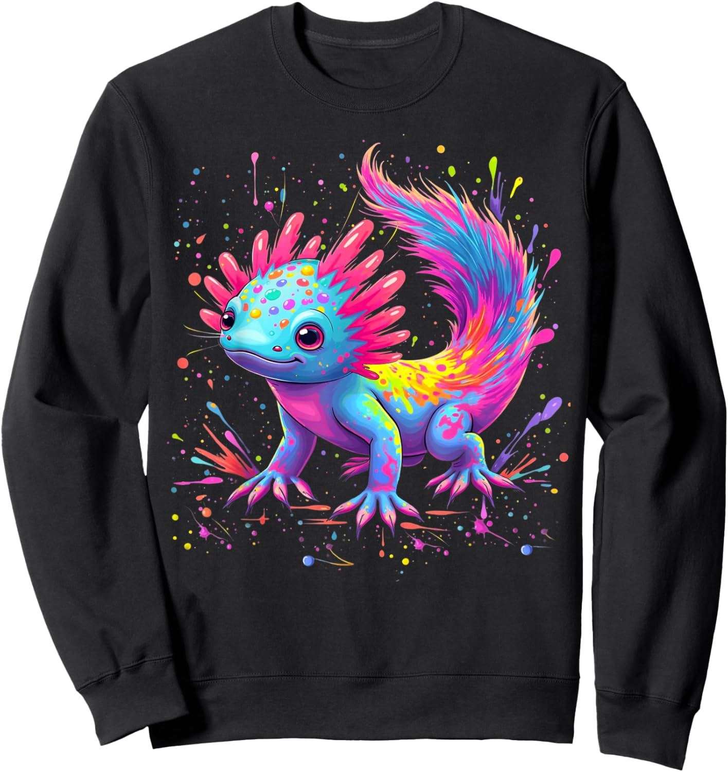 Beautiful Colorful Art Cute Kawaii Axolotl Lovers Animals Sweatshirt - Sweatshirt | Black