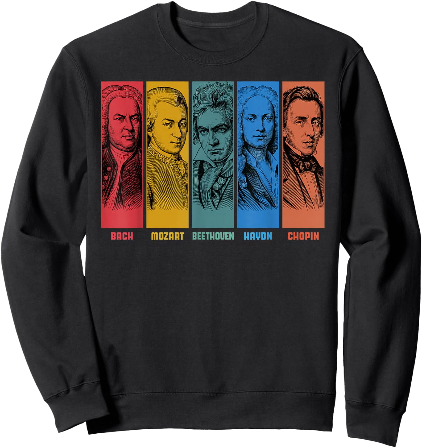 Classical Music Composers Bach Mozart Beethoven Haydn Chopin Sweatshirt - Sweatshirt | Black