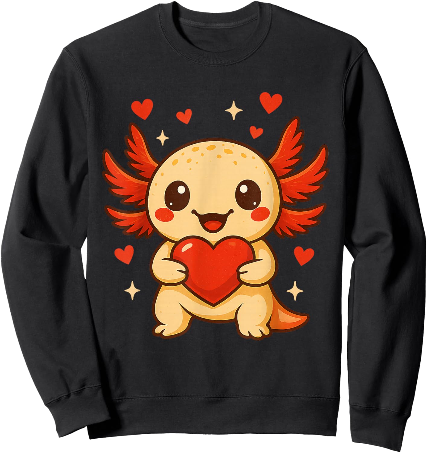 Axolotl Love Heart Valentine's Day Funny Boys Girls Kids Sweatshirt - Sweatshirt | Black