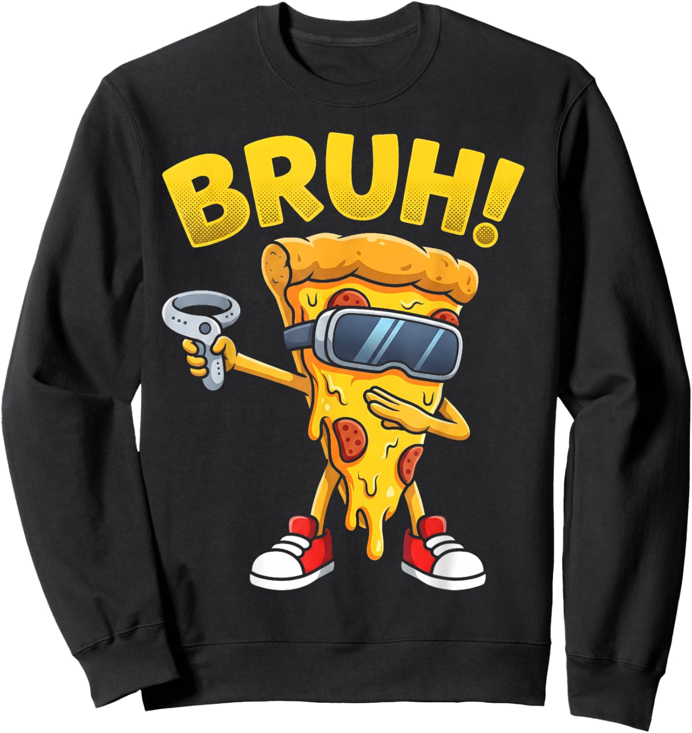 Dabbing Gamer Pizza Slice Video Gaming Virtual Reality VR Sweatshirt - Sweatshirt | Black