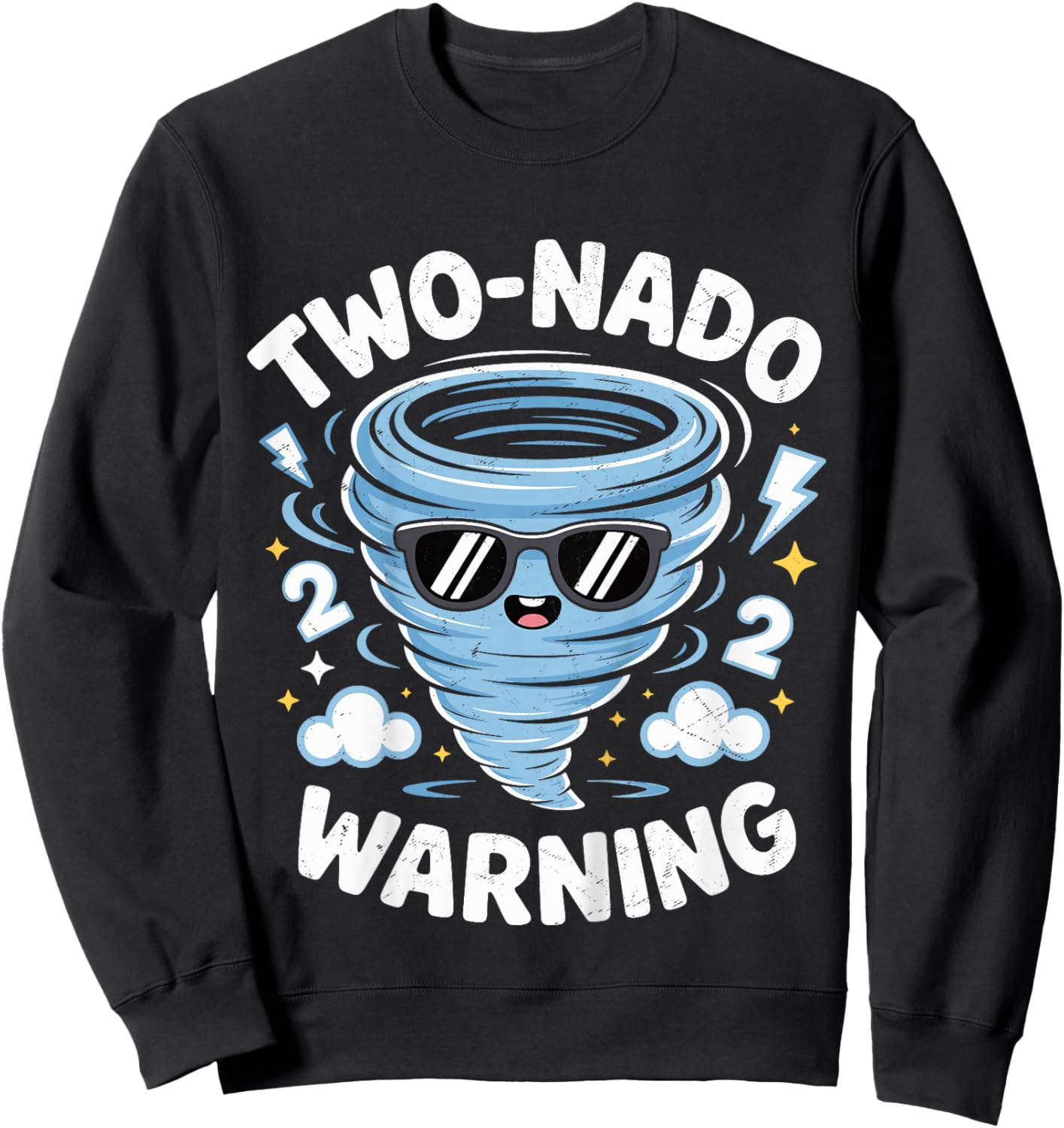 Two Nado Warning Tornado 2nd Birthday 2 Year Old Boys Kids Sweatshirt - Sweatshirt | Black