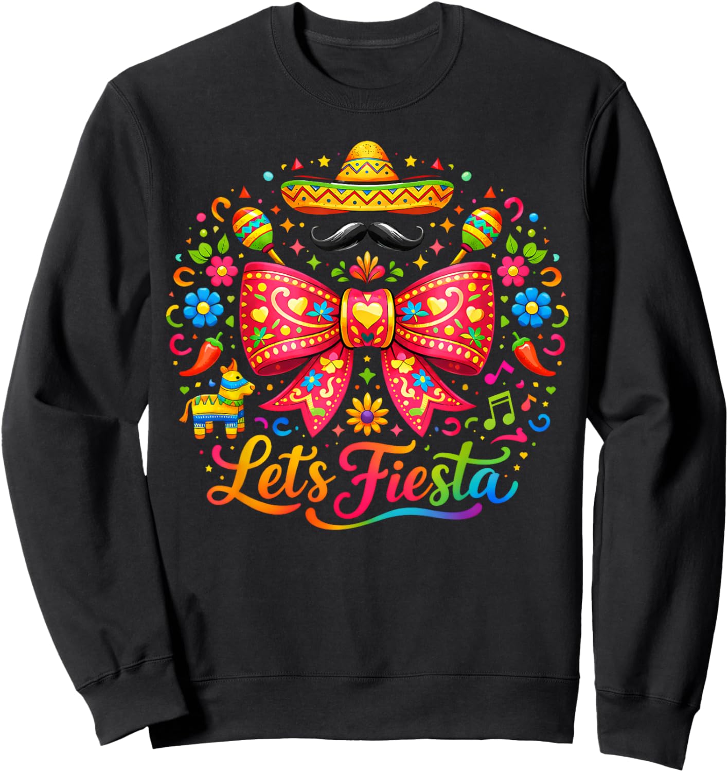 Lets Fiesta Cinco De Mayo Preppy Mexican Fiesta Girls Kids Sweatshirt - Sweatshirt | Black