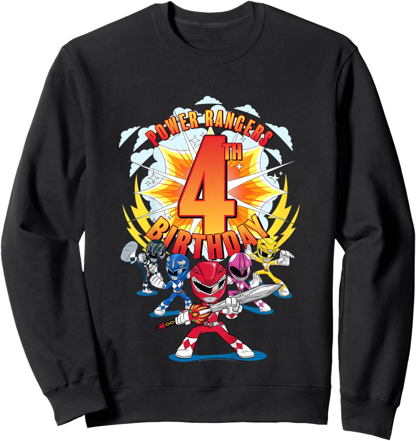 Power Rangers Awesome 4th Birthday Mini Action Shot Sweatshirt - Sweatshirt | Black