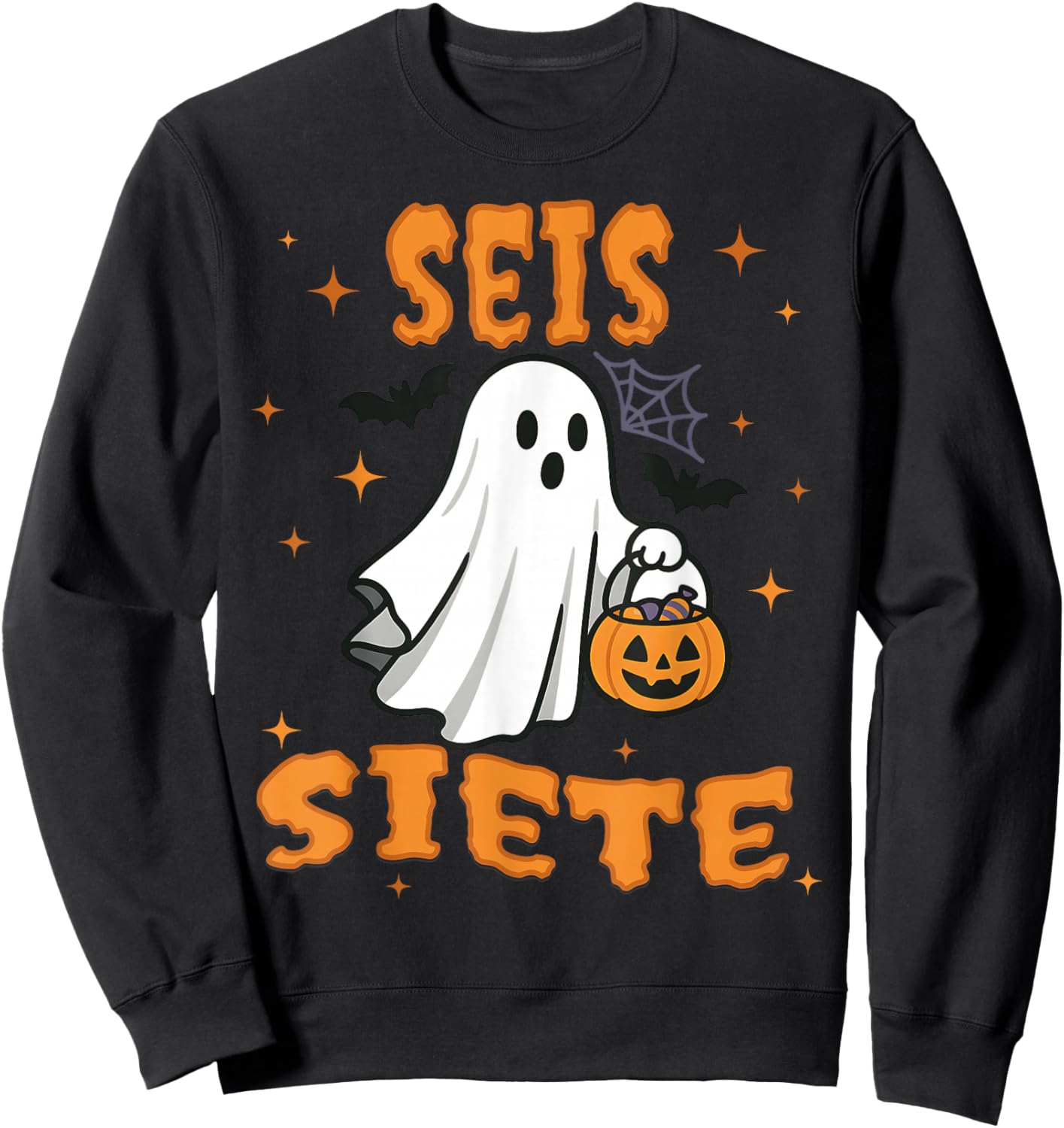 SEIS Siete Spanish Halloween 67 Boys Kids Six Seven Espanol Sweatshirt - Sweatshirt | Black