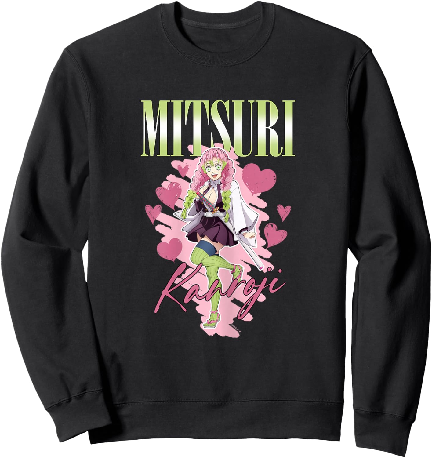 Demon Slayer: Kimetsu no Yaiba Mitsuri Kanroji Love Heart Sweatshirt - Sweatshirt | Black