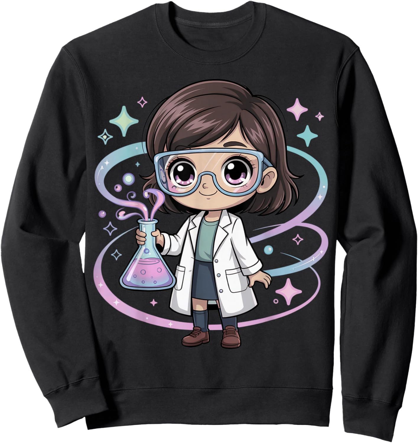 Cute Chibi Scientist Girl Design for Science and Chemistry Sweatshirt - Sweatshirt | Black
