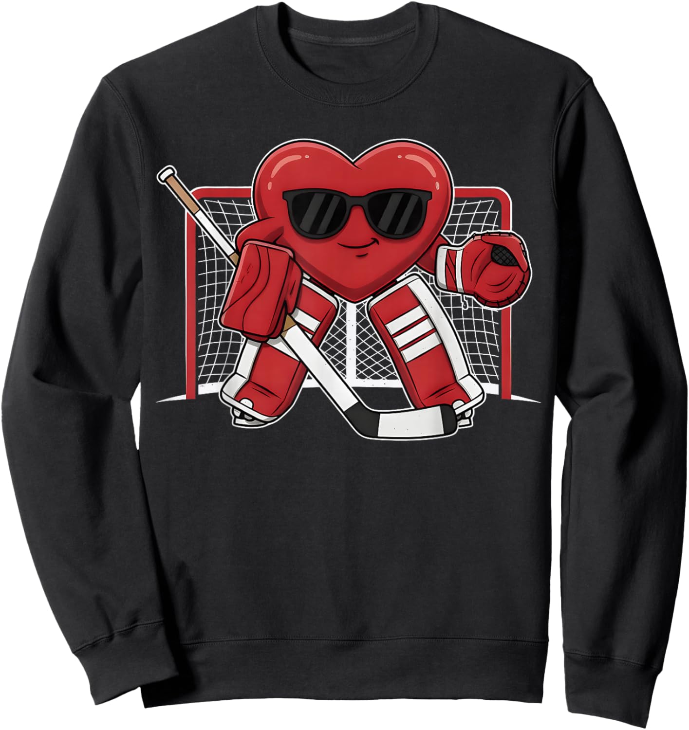 Valentines Day Heart Ice Hockey Goalie Men Boys Kids Sweatshirt - Sweatshirt | Black