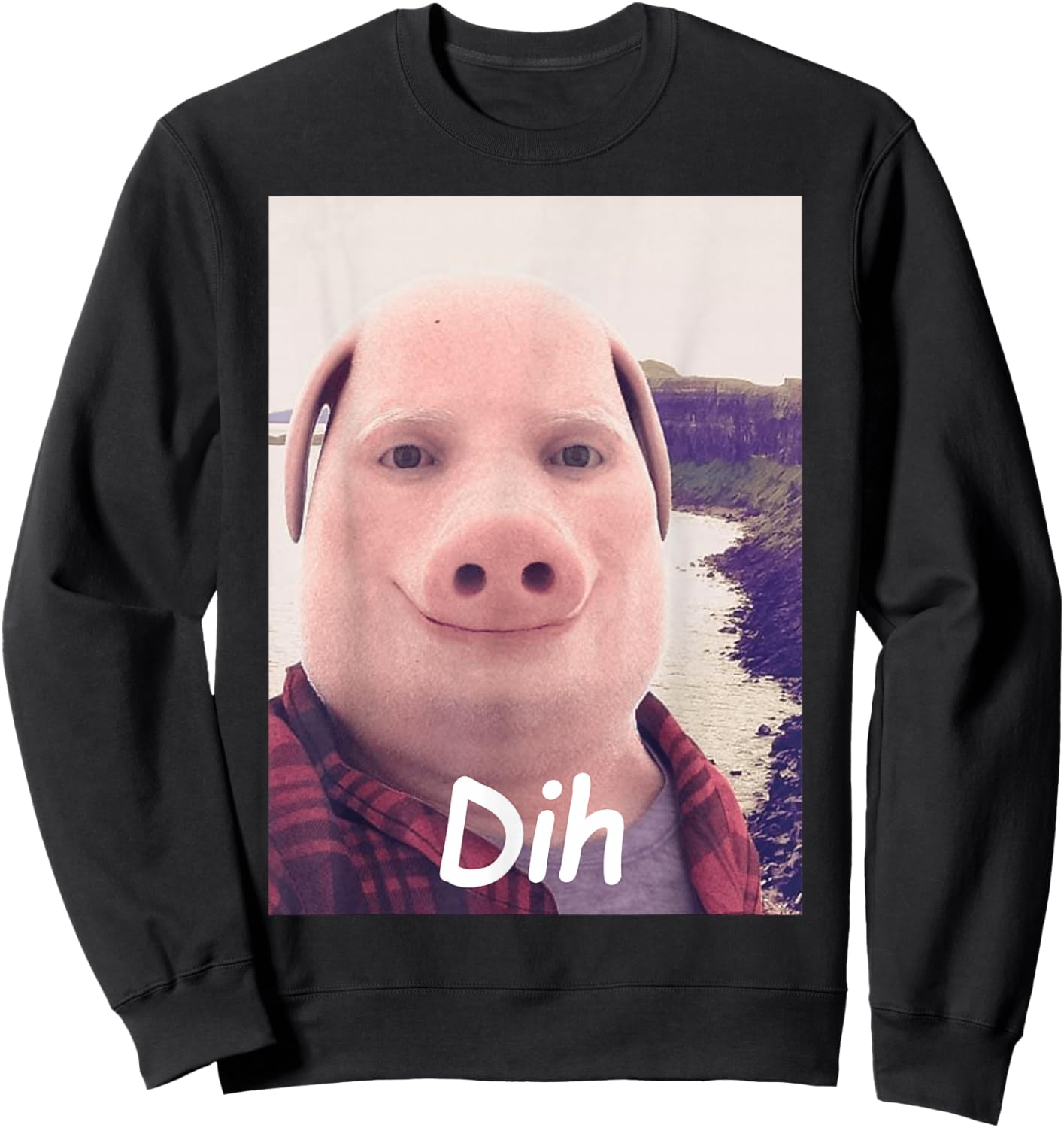 Dih John Pork Meme Funny Brainrot Fih Calling Inapproriate Sweatshirt - Sweatshirt | Black