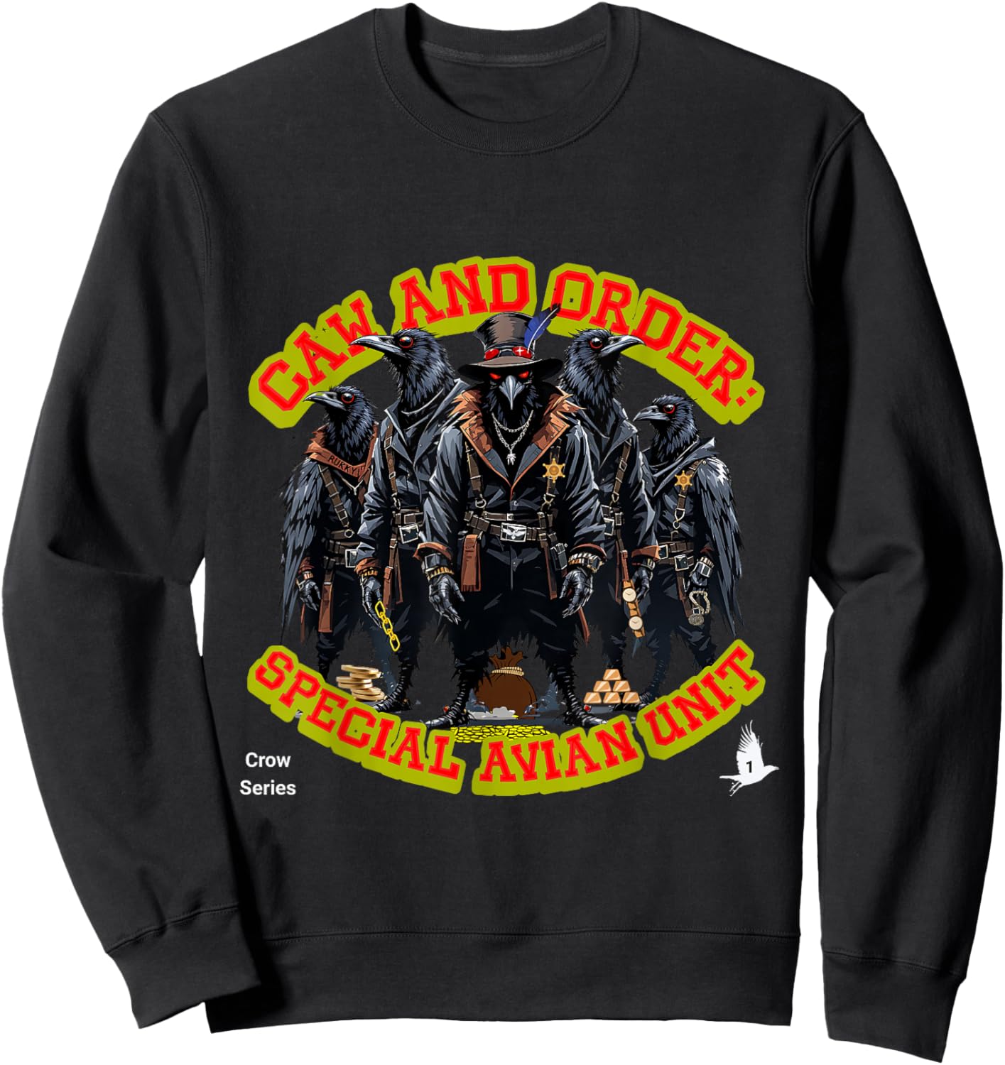 Funny Crow Apparel Special Avian Unit Tactical Bird Squad Sweatshirt - Sweatshirt | Black
