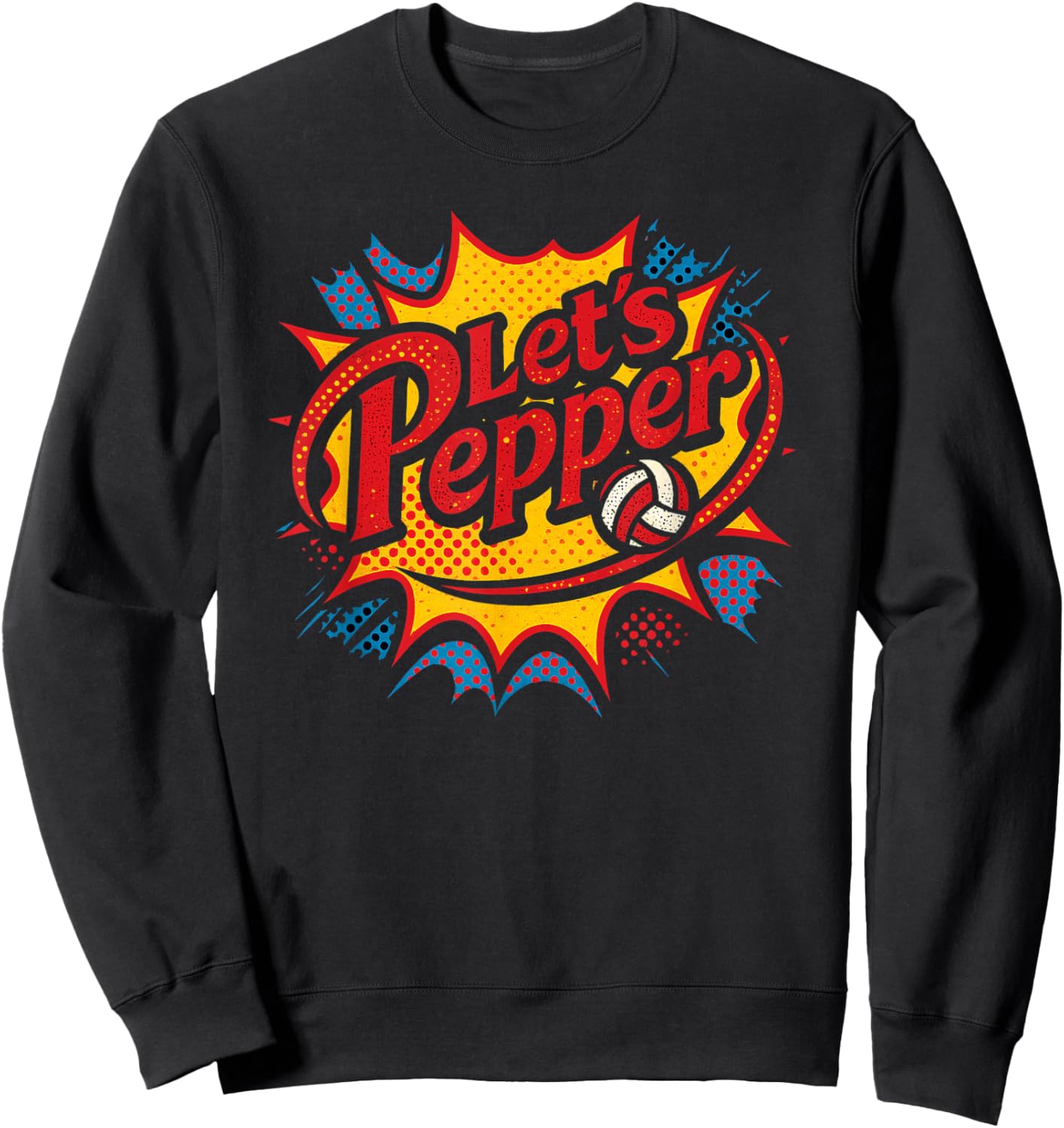 Volleyball Lets Pepper Comic Cute Pop Art Girls Team Play Sweatshirt - Sweatshirt | Black