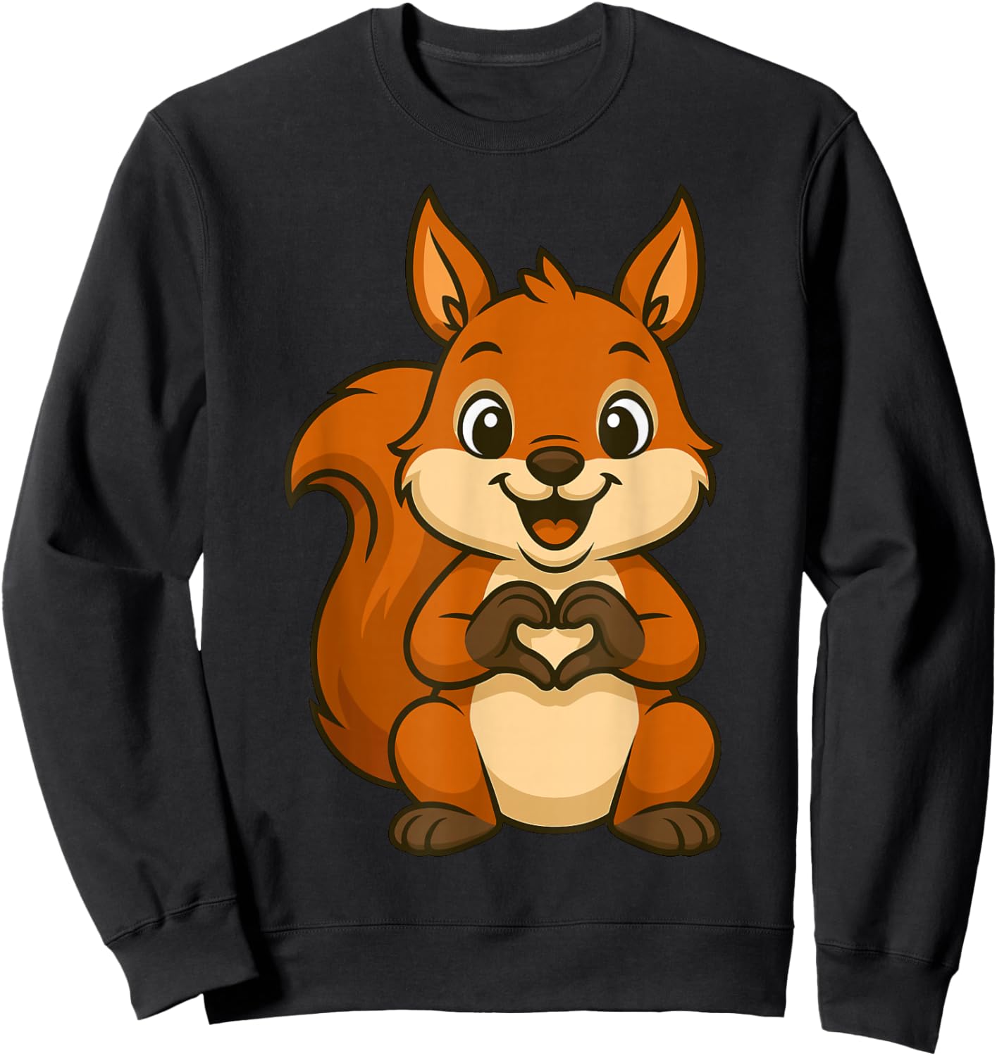 Squirrel Doing Heart with Hands Valentines Day Sweatshirt - Sweatshirt | Black