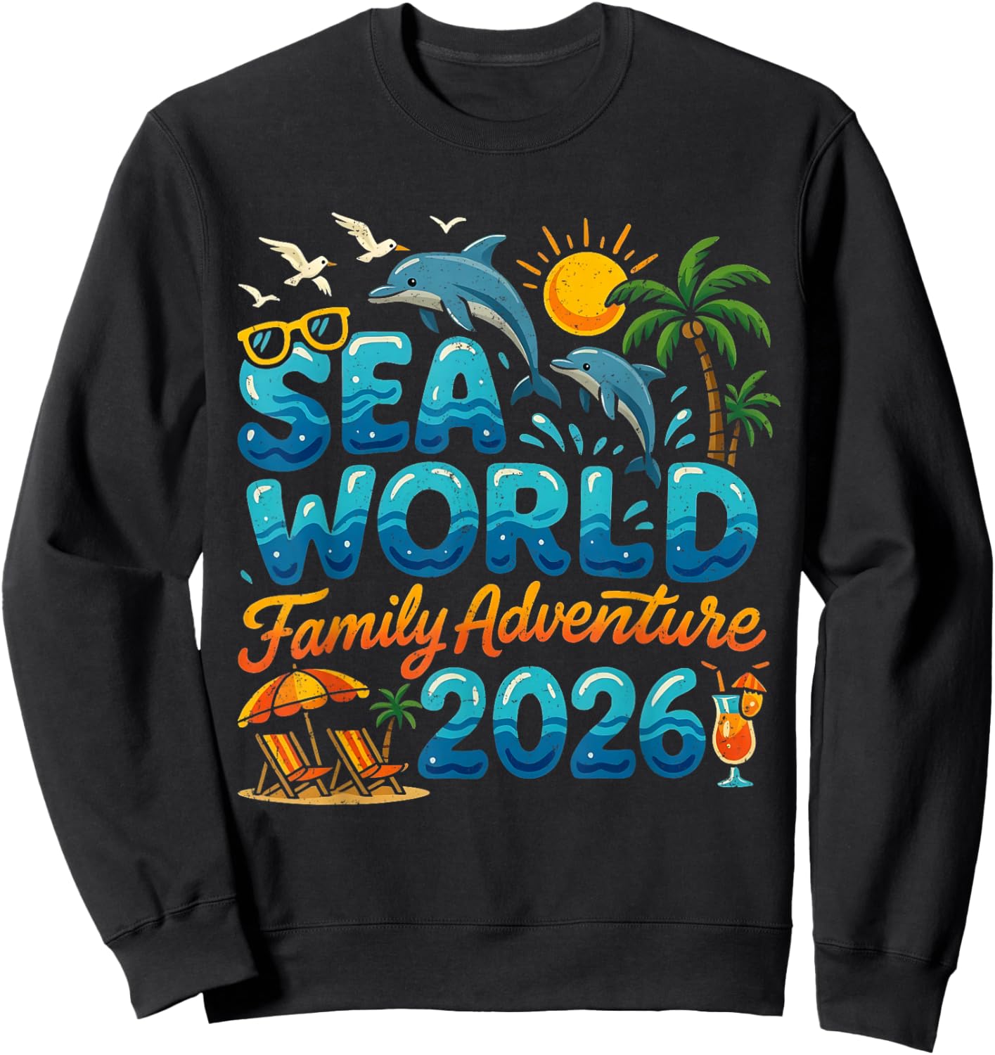 Sea World Family Adventure 2026 Beach Design Sweatshirt - Sweatshirt | Black