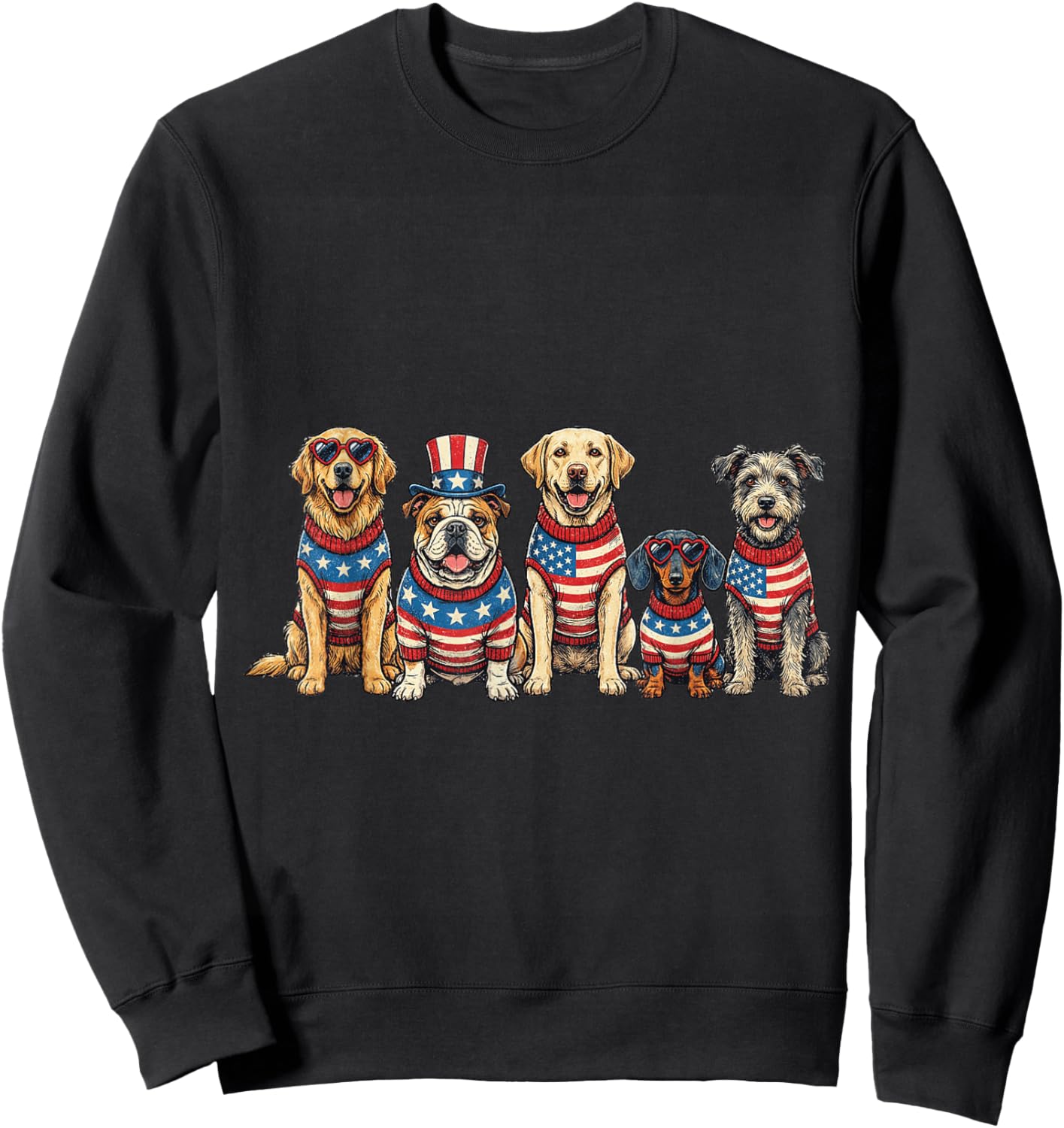 Funny Patriotic Dog Red White & Woof 4th of July Lover Sweatshirt - Sweatshirt | Black