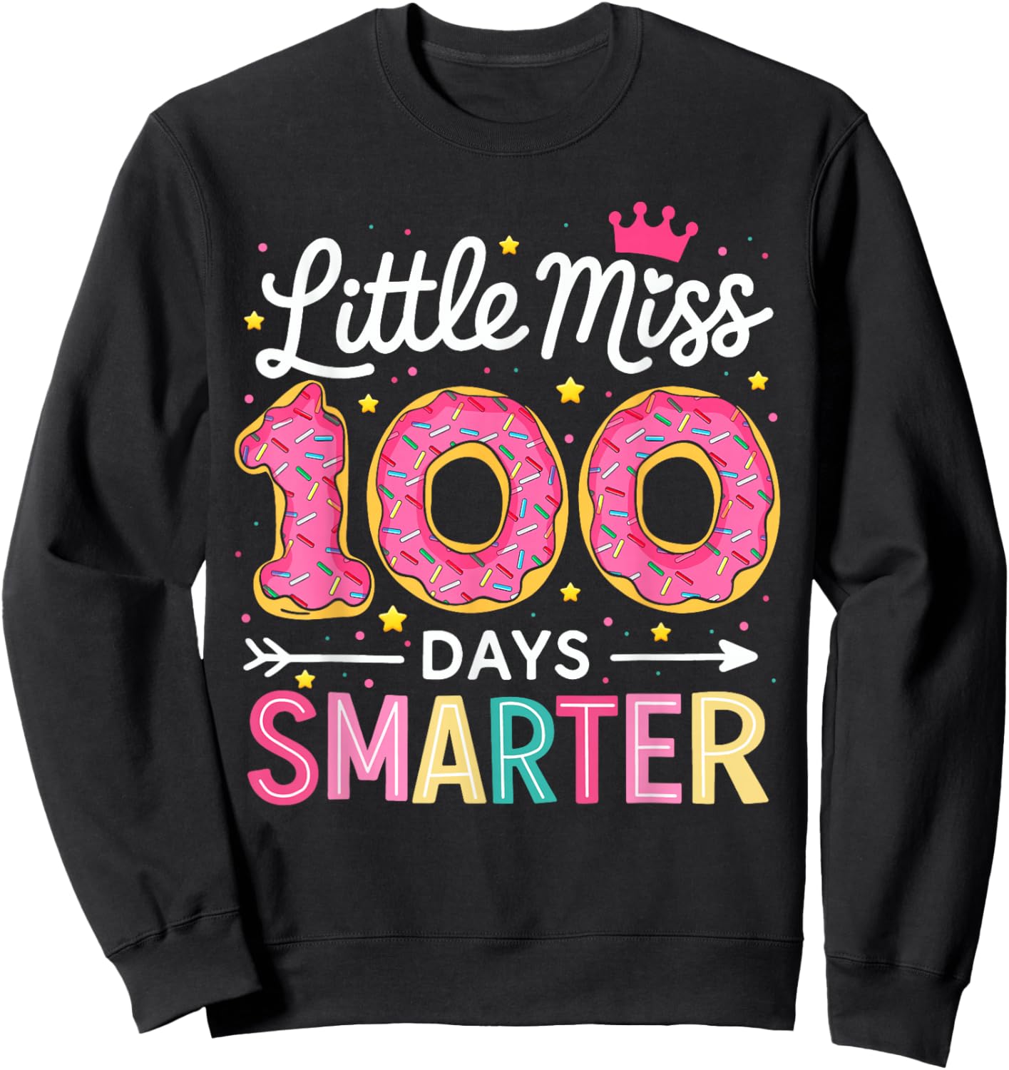 100 Days Smarter 100 Days of School Girls 100th Day Kids Sweatshirt - Sweatshirt | Black