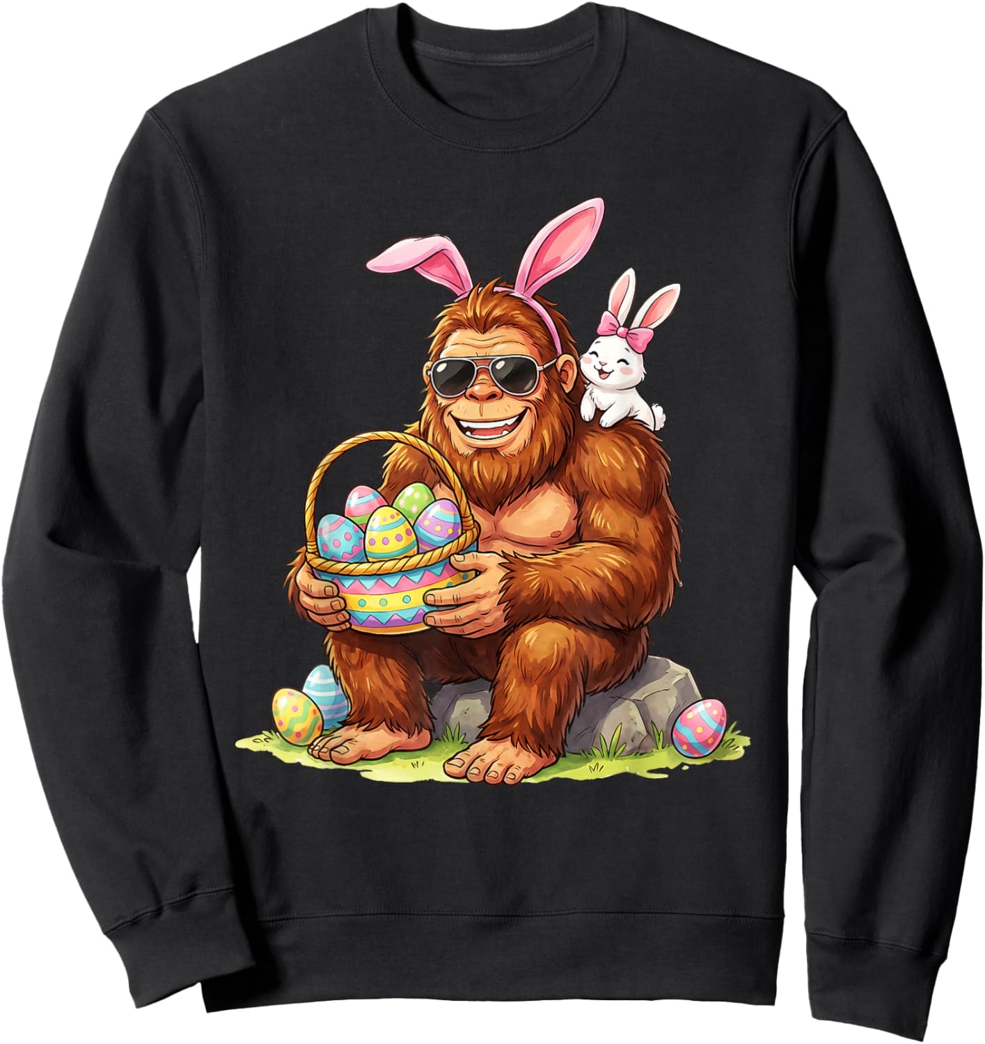 Easter Funny Sasquatch Bunny Easter for Boy Women Sweatshirt - Sweatshirt | Black
