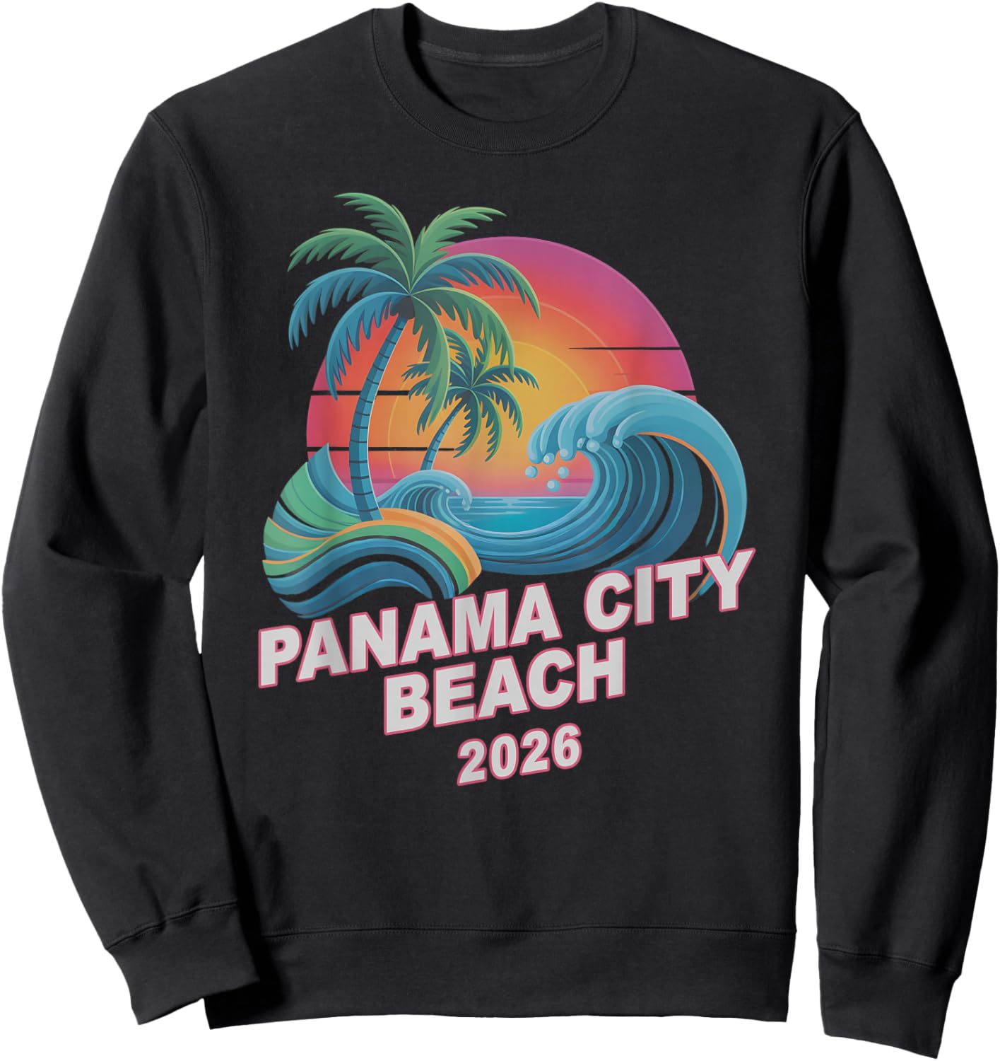 Vintage Panama City Beach 2026 Vacay Travel Vacation All Sweatshirt - Sweatshirt | Black