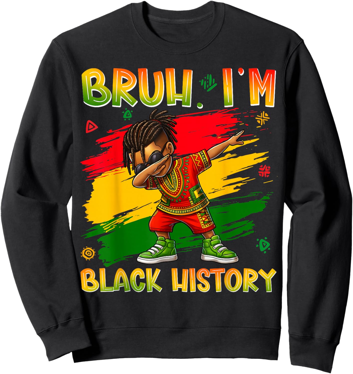 Black History Month I Am Black History Dabbing Afro Men Boy Sweatshirt - Sweatshirt | Black