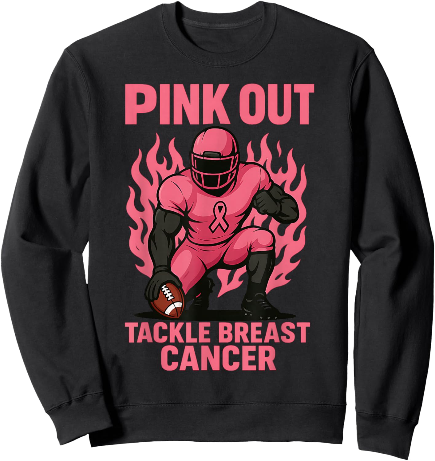 Pink Out Tackle Football Breast Cancer Awareness Sweatshirt - Sweatshirt | Black