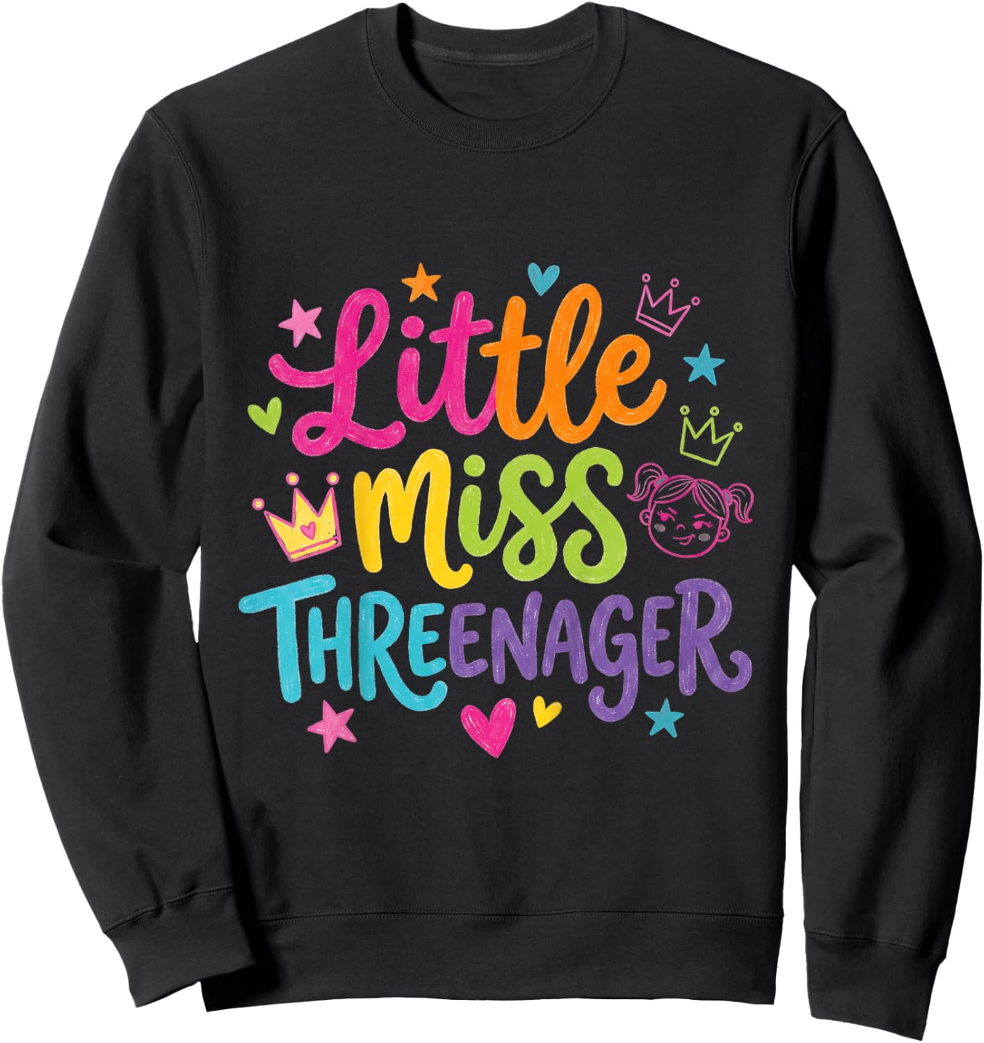 3rd Birthday Girl Sassy Toddler Little Miss Threenager Sweatshirt - Sweatshirt | Black