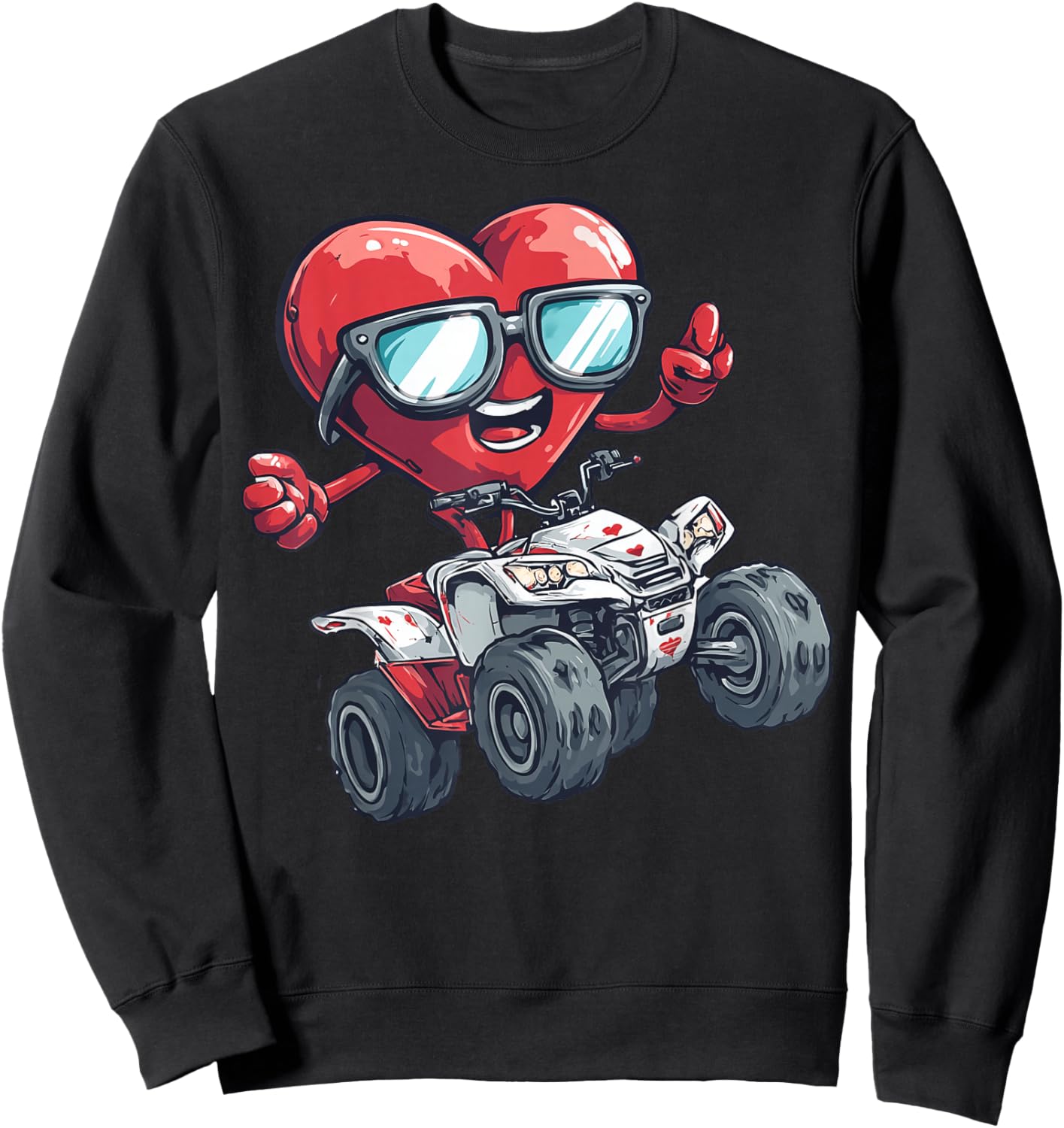 ATV Heart Quad 4 Wheeler Valentine's Day Sunglasses Sweatshirt - Sweatshirt | Black