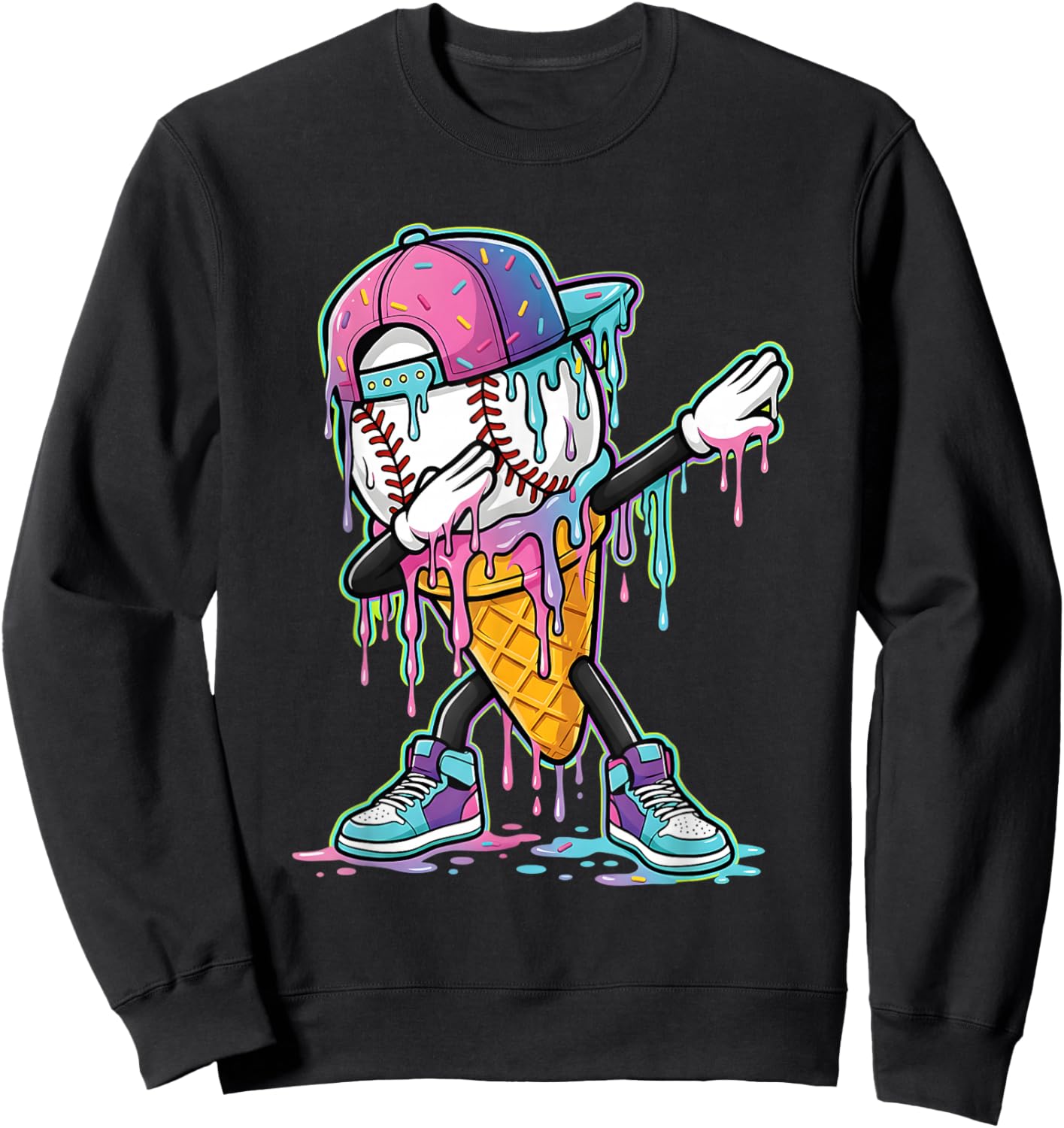 Dripping Baseball Drip Boys Ice Cream Drip Baseball Sport Sweatshirt - Sweatshirt | Black