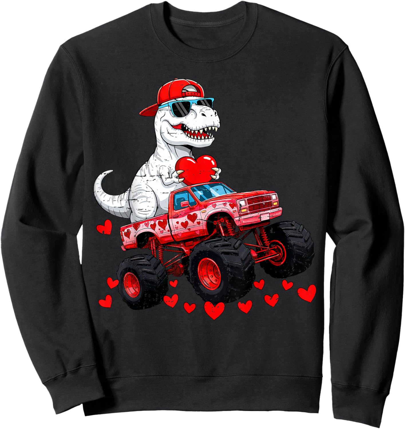I Steal Hearts T Rex Dino Valentines Day Sweatshirt - Sweatshirt | Black