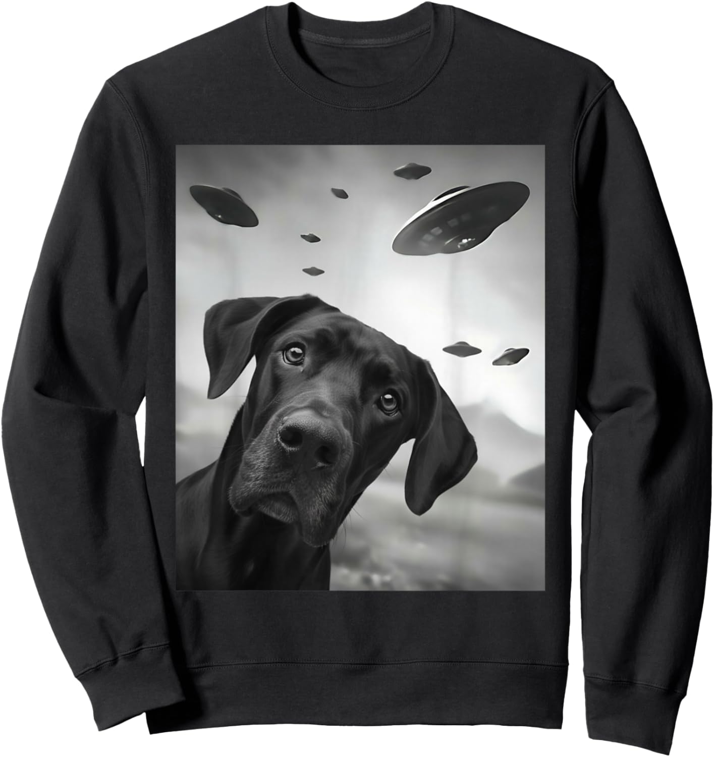 Funny Black Great Dane Dog UFO Sweatshirt - Sweatshirt | Black