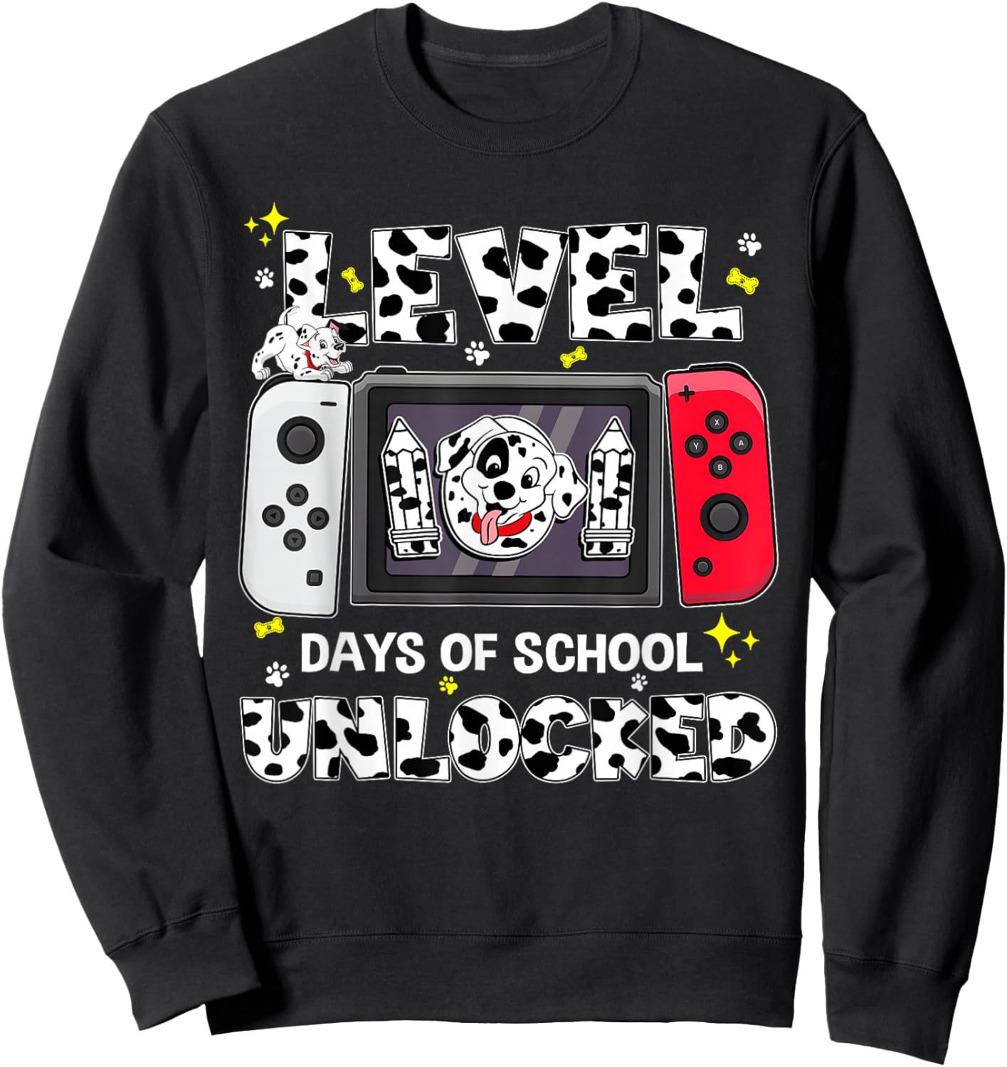 Level Unlocked 101 Days School Game Controller 100 Days Sweatshirt - Sweatshirt | Black