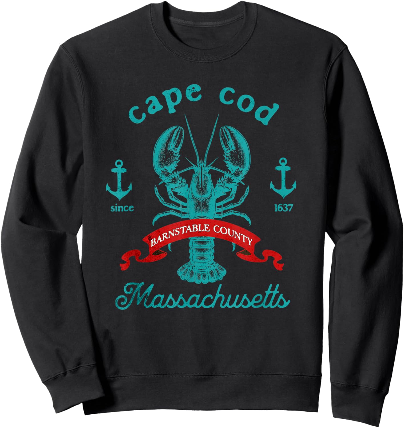 Cape Cod MA Lobster Fishing Vintage Massachusetts Souvenir Sweatshirt - Sweatshirt | Black