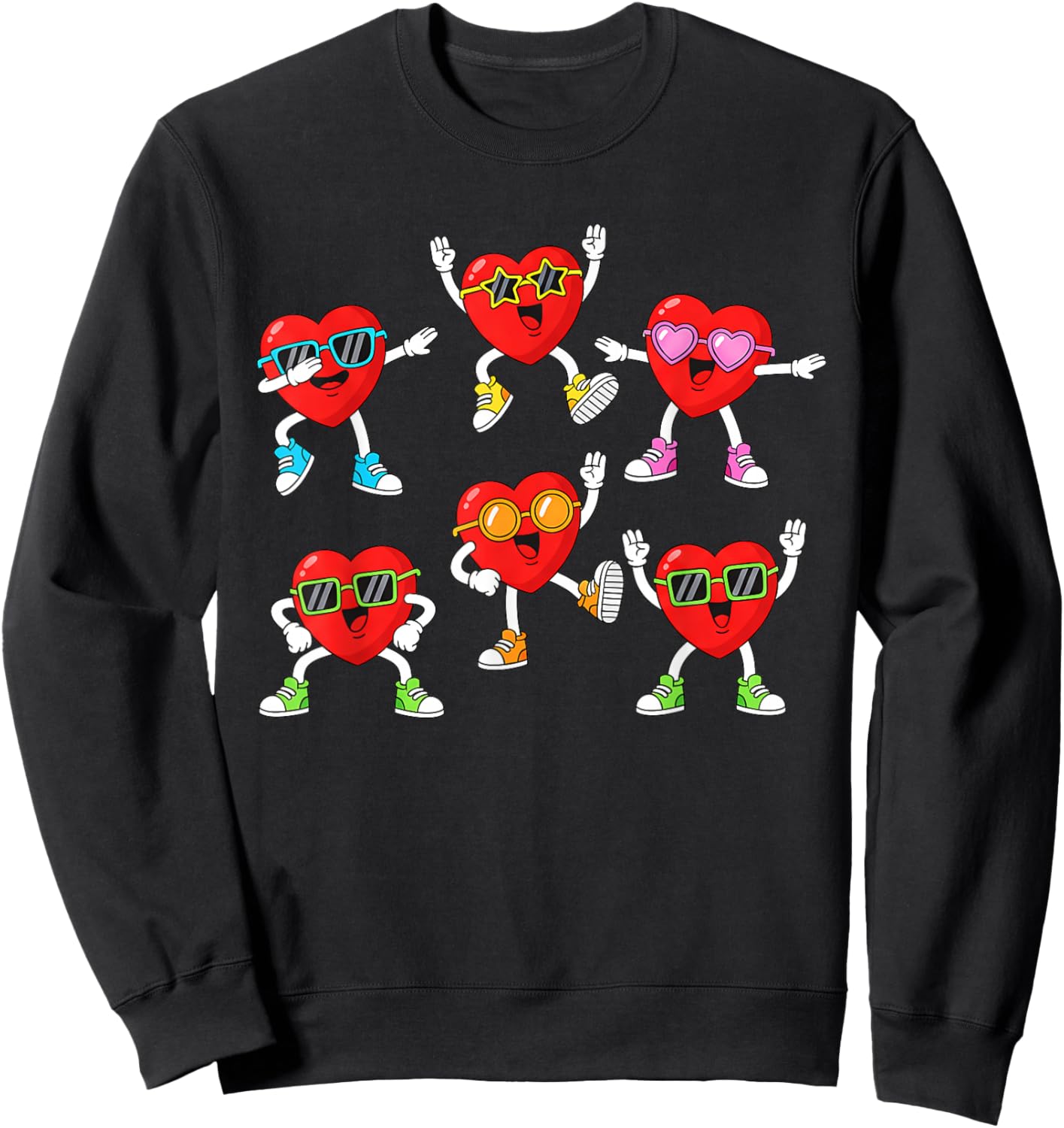 Funny Hearts Valentines Day for Teens Kids Boys Girls Sweatshirt - Sweatshirt | Black