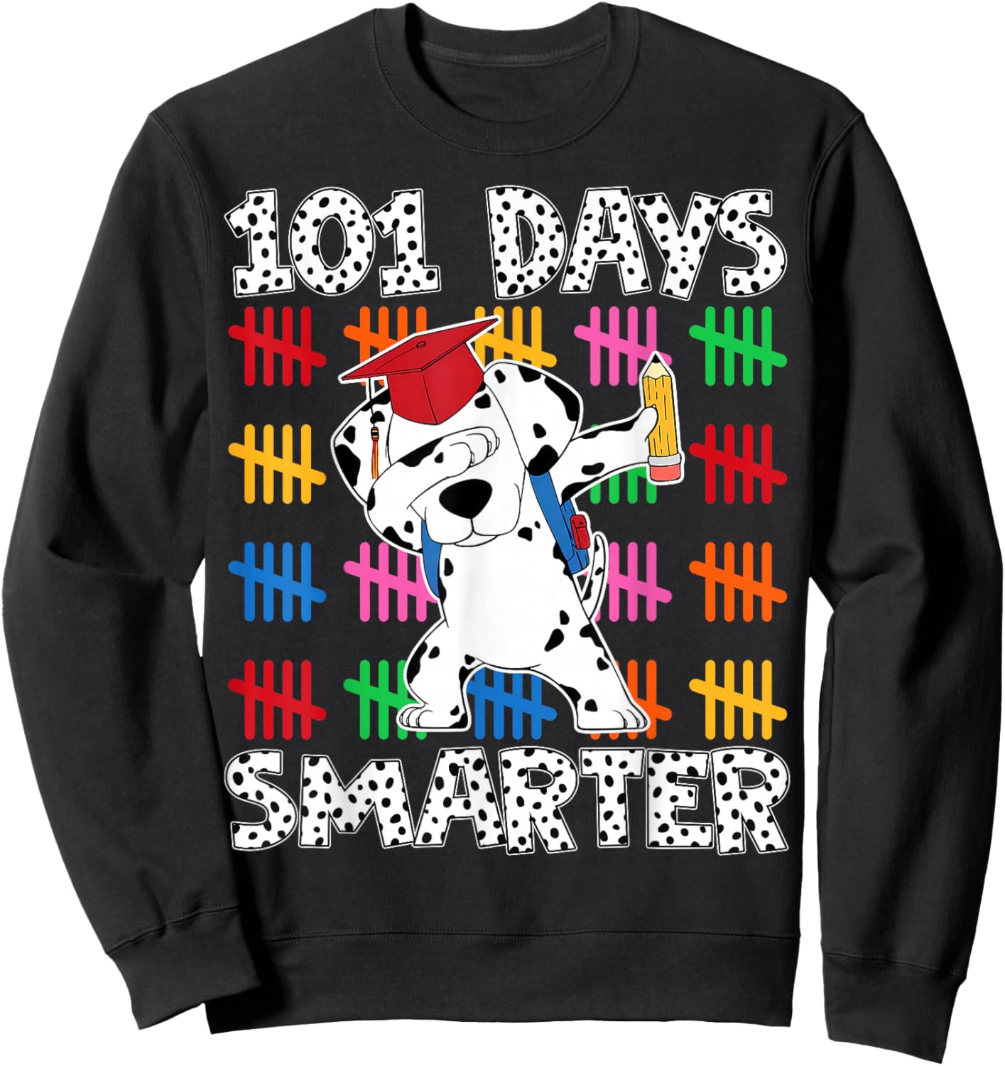 100 Days of School Smarter Dabbing Dalmatian Dog Boys Kids Sweatshirt - Sweatshirt | Black