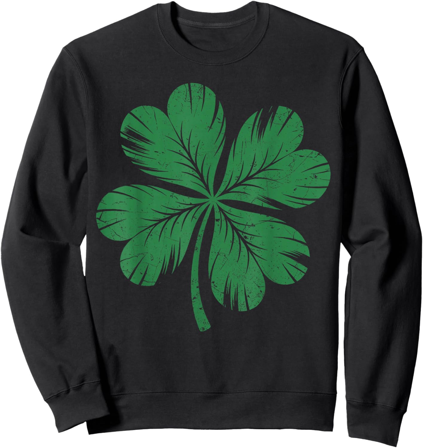 Vintage Green Irish Shamrock St Patricks Day Sweatshirt - Sweatshirt | Black